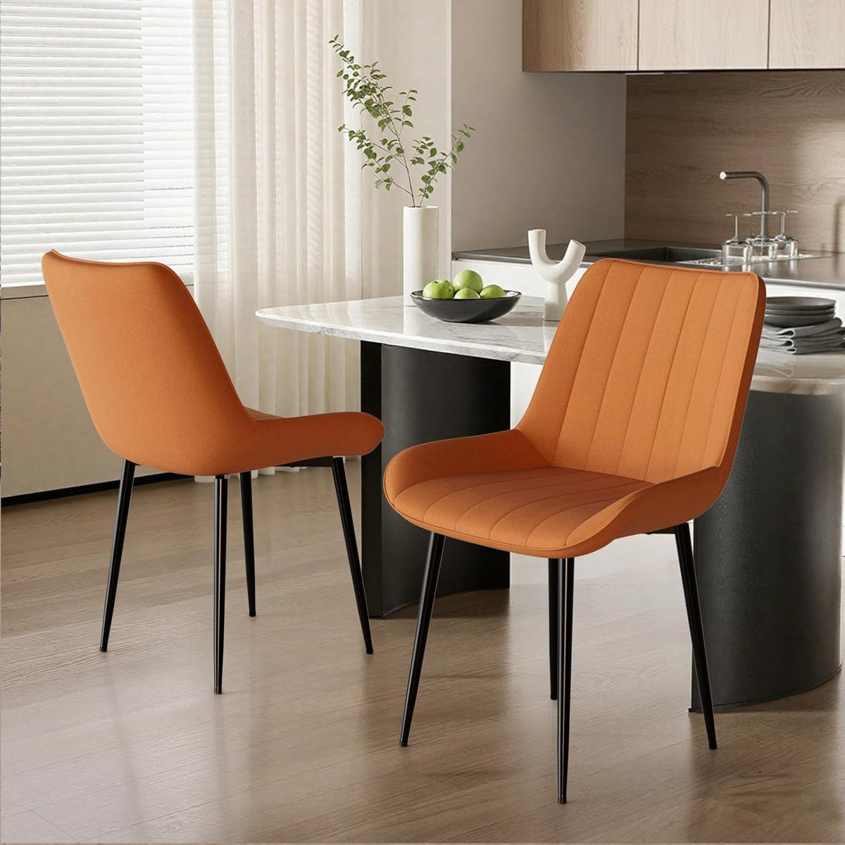 LAZY BUDDY Dining Chairs Set of 2/4, Modern Upholstered Dining Room Chairs with Back, Metal Legs, for Kitchen, Living Room