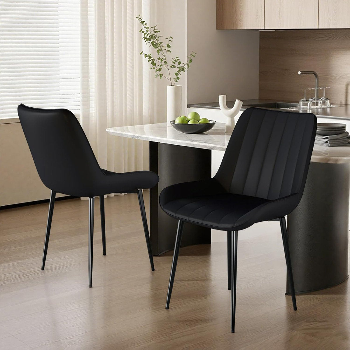 LAZY BUDDY Dining Chairs Set of 2/4, Modern Upholstered Dining Room Chairs with Back, Metal Legs, for Kitchen, Living Room