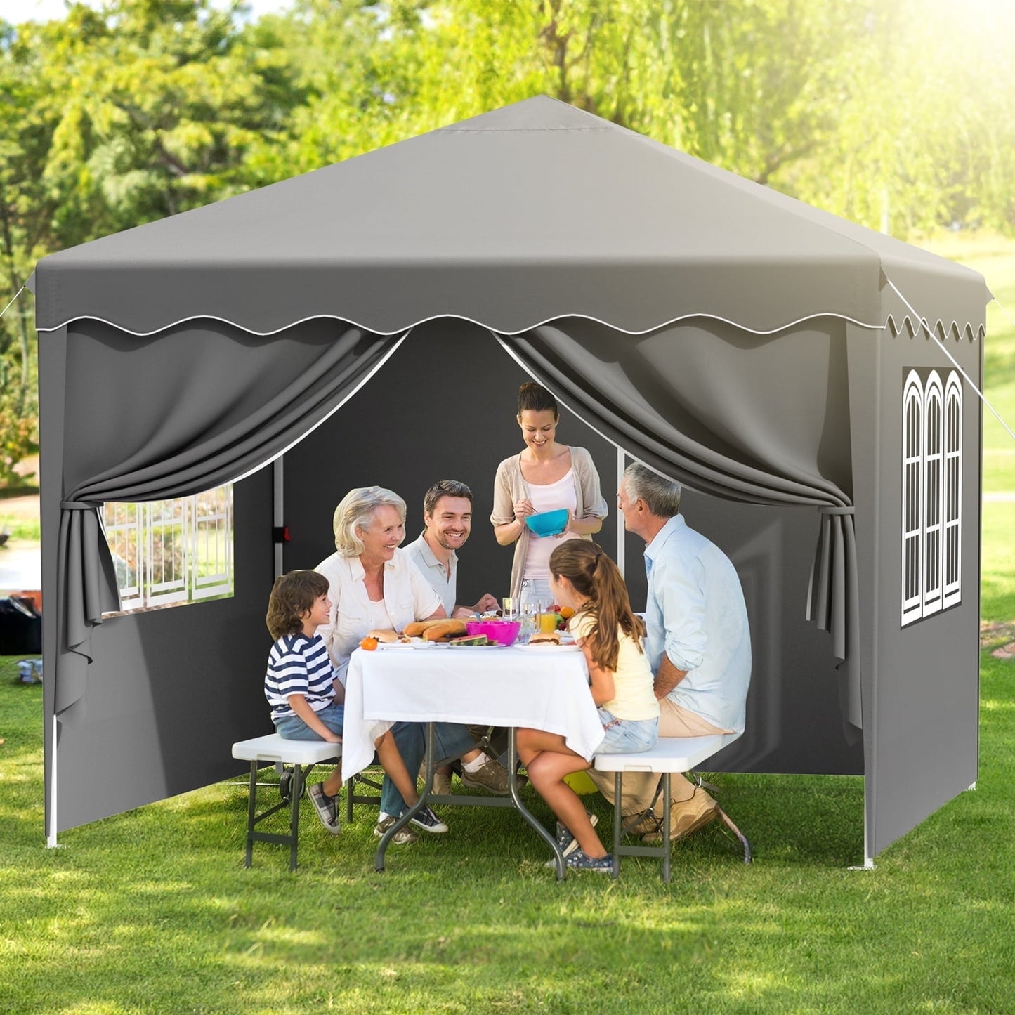GARTIO Pop up Canopy Tent, 10' x 10' Pop up Gazebo Outdoor Instant Shelter Folding Canopy Tent with Wheeled Bag