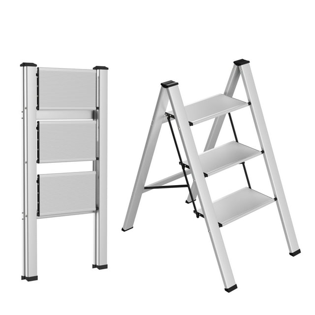 LAZY BUDDY Step Ladder Folding, Sturdy 330 Lbs Small Step Stool for Adults, Multi-use Kitchen Ladder for Home, Closet Step Stool Ladder with Anti-Slip Wide Pedals