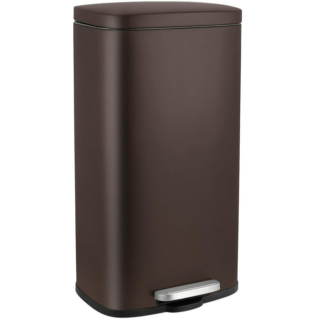 LAZY BUDDY 8 gal Stainless Steel Kitchen Trash Can Black Garbage Bin with Lid - 5 Colors