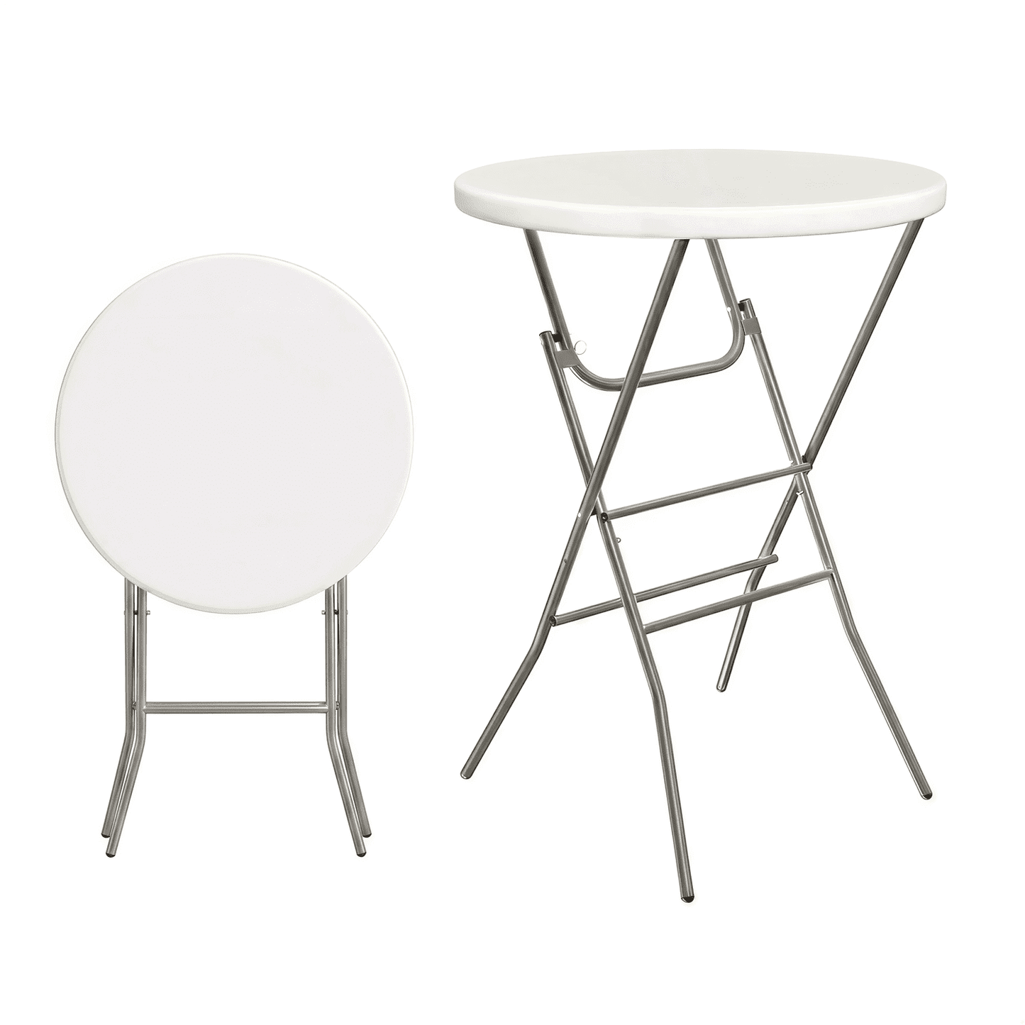 LAZY BUDDY 32'' Round Folding Table, Portable Bar Height Table with Detachable Legs, Cocktail Table with Plastic Top for Standing Parties, Event, Indoor Outdoor Use