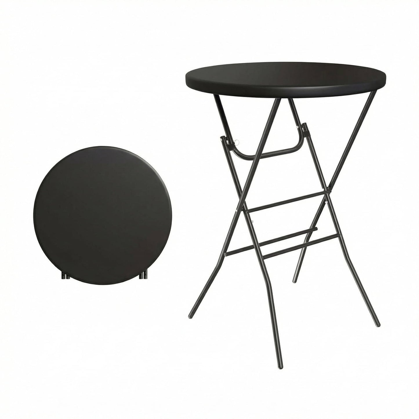 LAZY BUDDY 32'' Round Folding Table, Portable Bar Height Table with Detachable Legs, Cocktail Table with Plastic Top for Standing Parties, Event, Indoor Outdoor Use