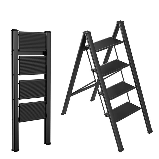 LAZY BUDDY Step Ladder Folding, Sturdy 330 Lbs Small Step Stool for Adults, Multi-use Kitchen Ladder for Home, Closet Step Stool Ladder with Anti-Slip Wide Pedals