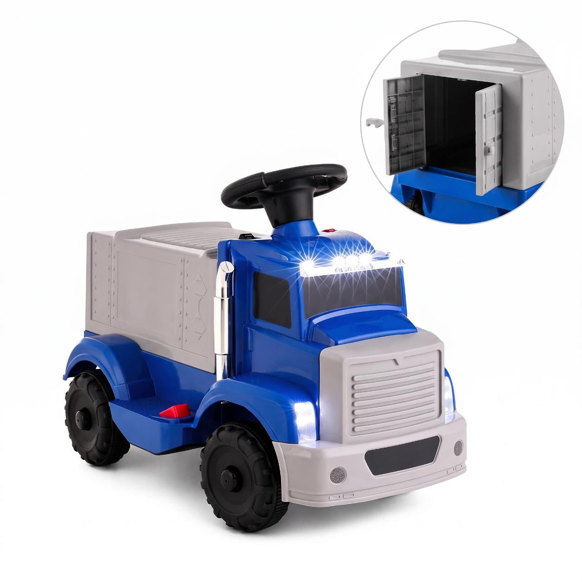 LAZY BUDDY 6V Kids Ride-on Truck, Battery Powered Electric Ride on Toy Car with Dual-Door Storage, LED Lights