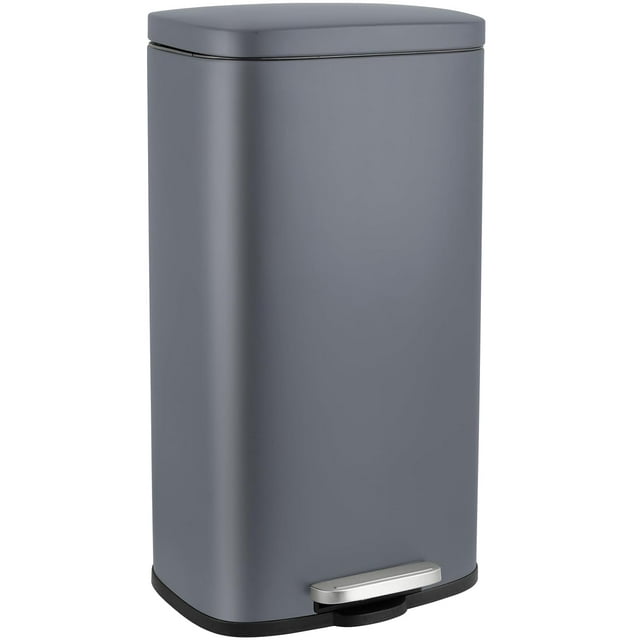 LAZY BUDDY 8 gal Stainless Steel Kitchen Trash Can Black Garbage Bin with Lid - 5 Colors