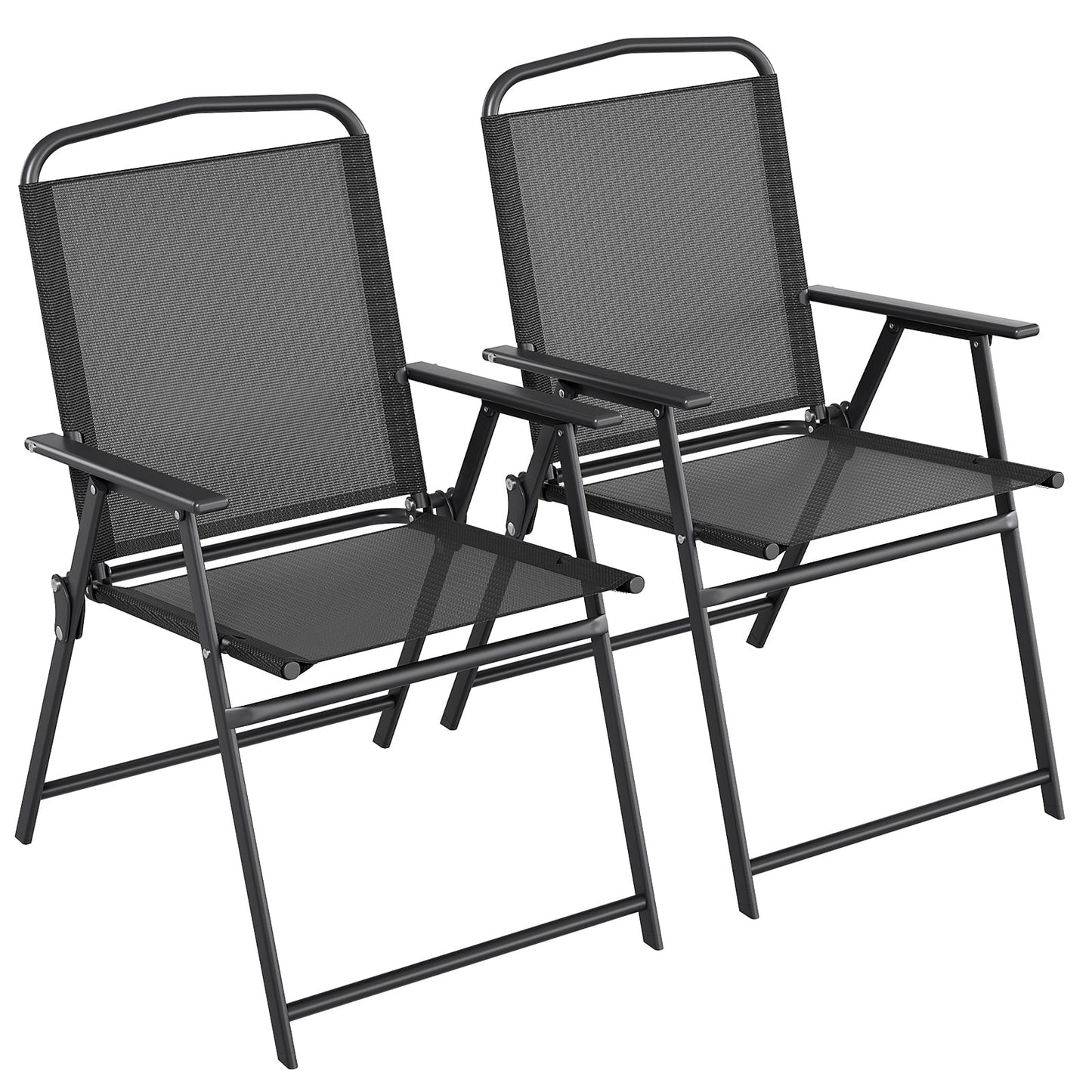 LAZY BUDDY Folding Patio Chairs Set of 2/4, Outdoor Dining Chairs with Armrests, Breathable Textilene & Steel Frame for Lawn, Garden, Yard or Poolside