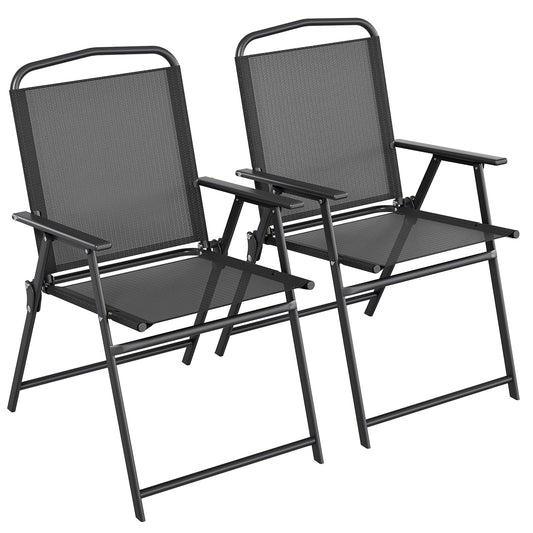 LAZY BUDDY Folding Patio Chairs Set of 2/4, Outdoor Dining Chairs with Armrests, Breathable Textilene & Steel Frame for Lawn, Garden, Yard or Poolside