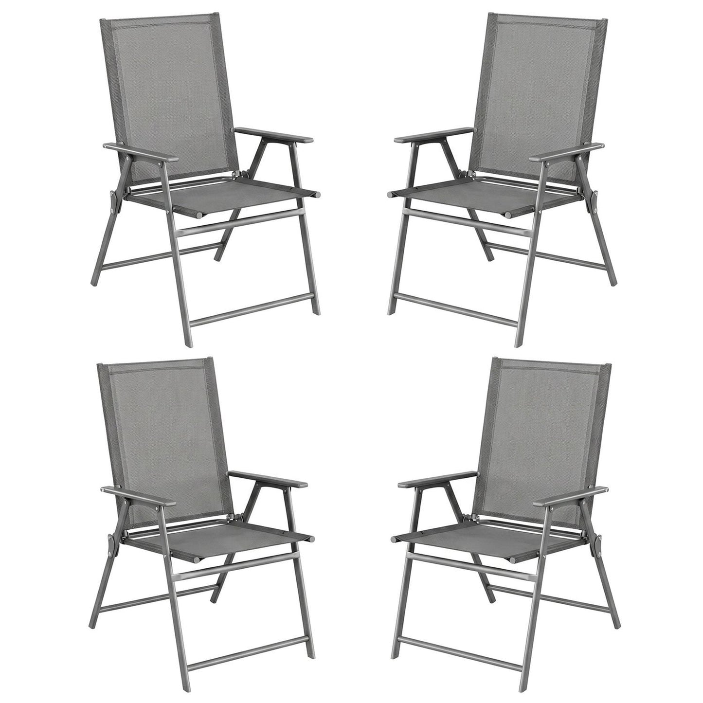 LAZY BUDDY Outdoor Patio Folding Dining Chairs Set of 2/4, with Armrests, Breathable Textilene & Steel Frame, for Lawn, Garden, Yard, Camping