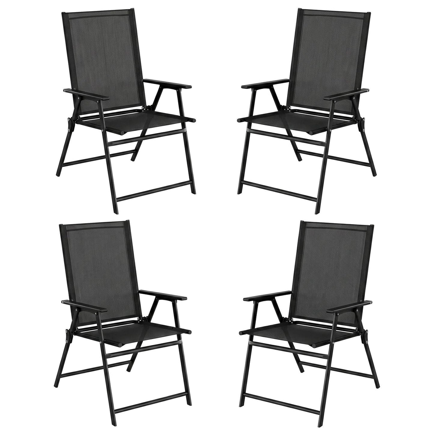 LAZY BUDDY Outdoor Patio Folding Dining Chairs Set of 2/4, with Armrests, Breathable Textilene & Steel Frame, for Lawn, Garden, Yard, Camping