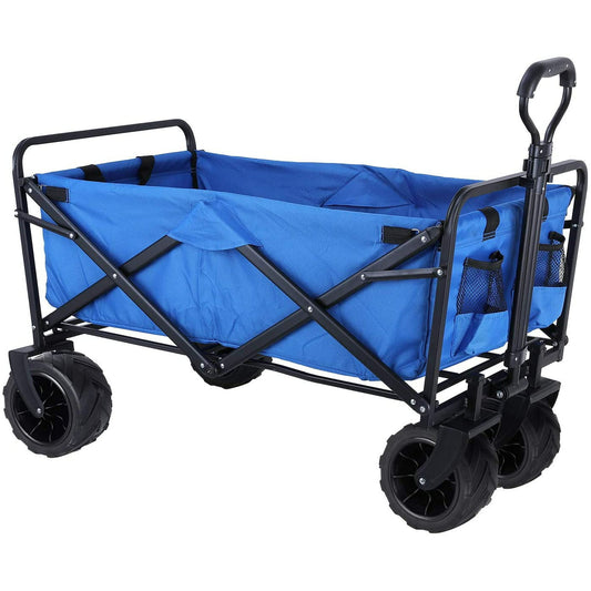 LAZY BUDDY Heavy Duty Beach Cart Collapsible Utility Wagon Garden Cart All Terrain Wheels