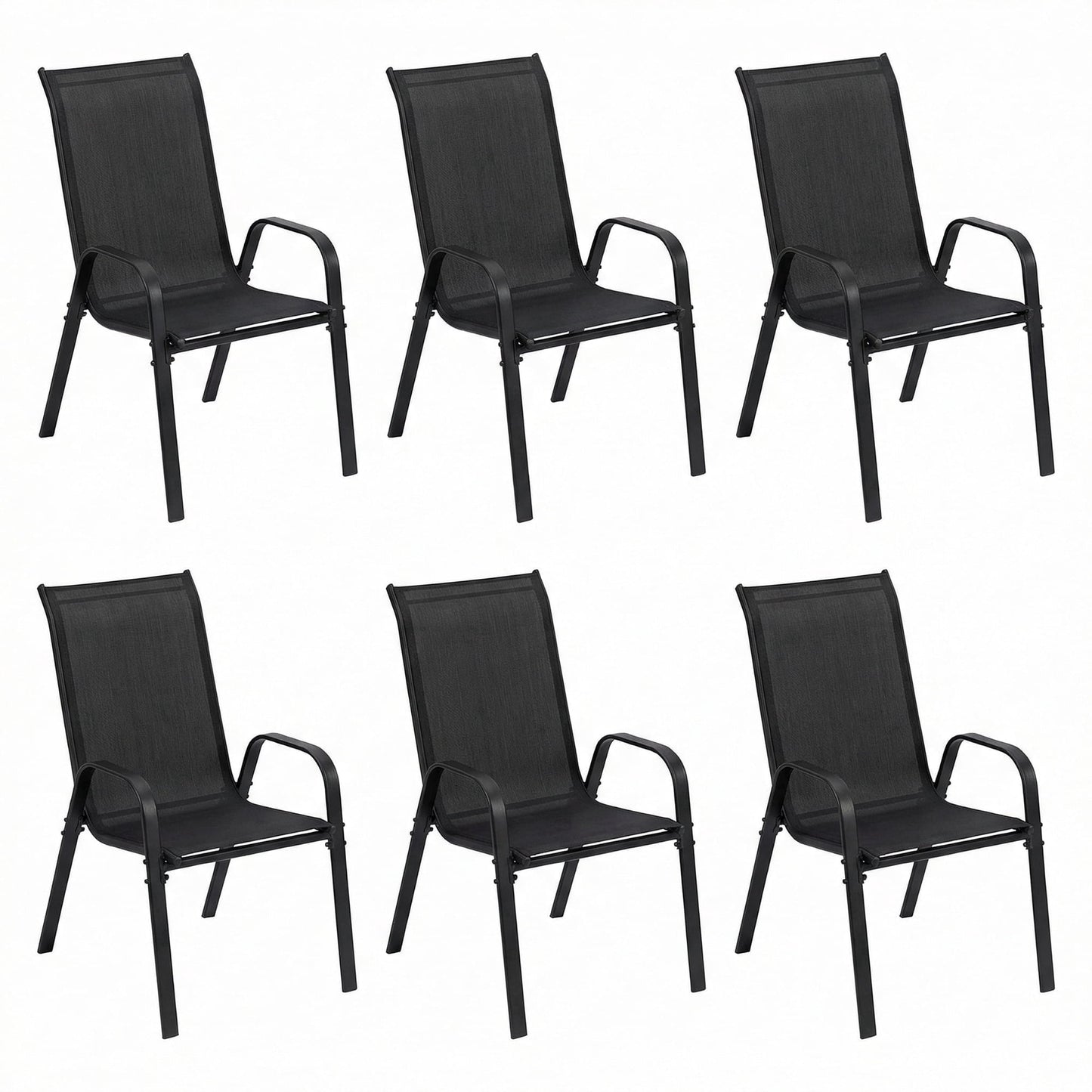 LAZY BUDDY Patio Chairs Set of 6, Stackable Outdoor Dining Chairs for All Weather Textilene Fabric & Metal Frame, Outdoor Chairs Set for Backyard Deck Garden