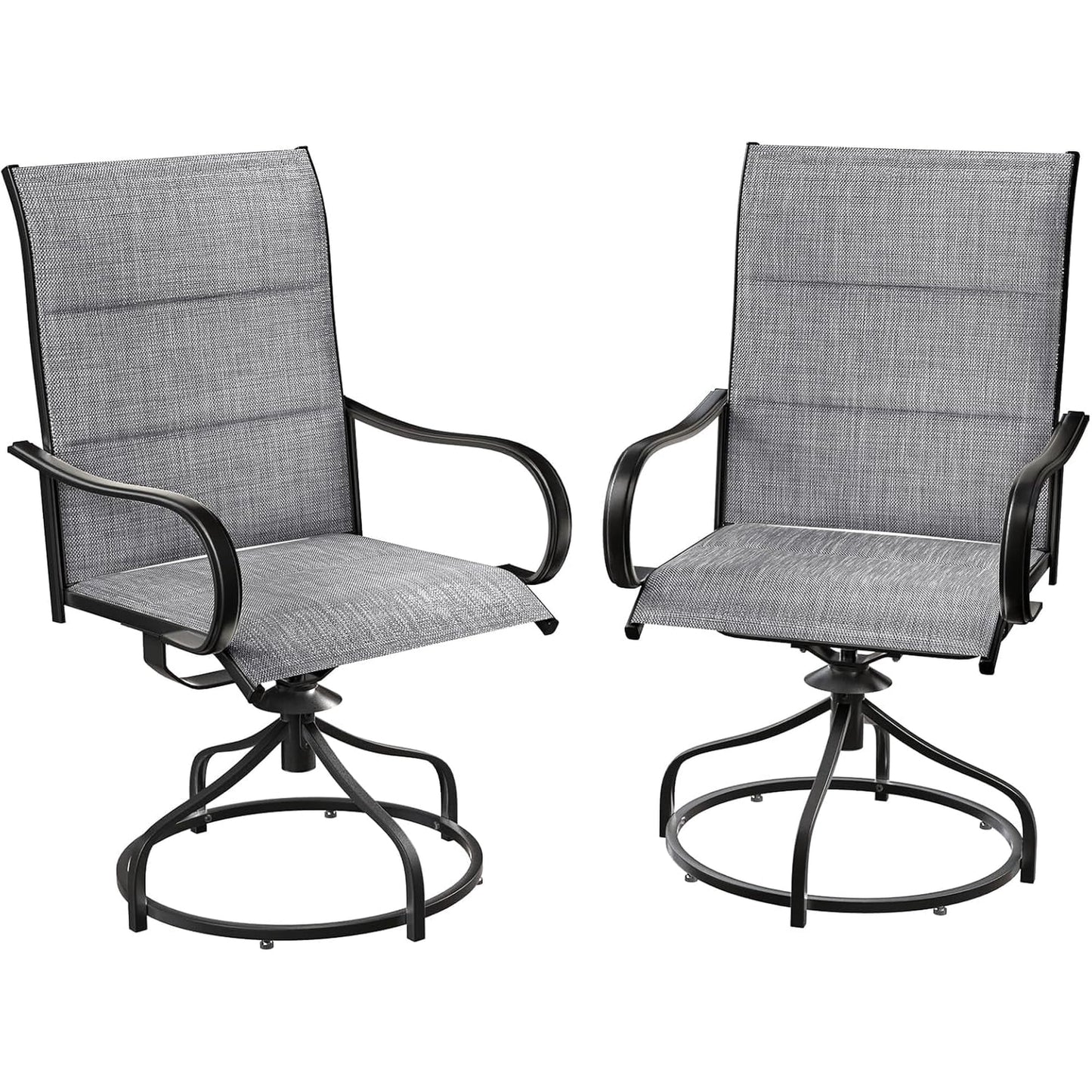 LAZY BUDDY Padded Patio Swivel Chairs Set of 2/4, Heavy Duty Outdoor Dining Chairs with Textilene & Metal Frame, High Back, 330lbs
