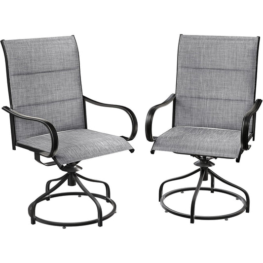 LAZY BUDDY Padded Patio Swivel Chairs Set of 2/4, Heavy Duty Outdoor Dining Chairs with Textilene & Metal Frame, High Back, 330lbs