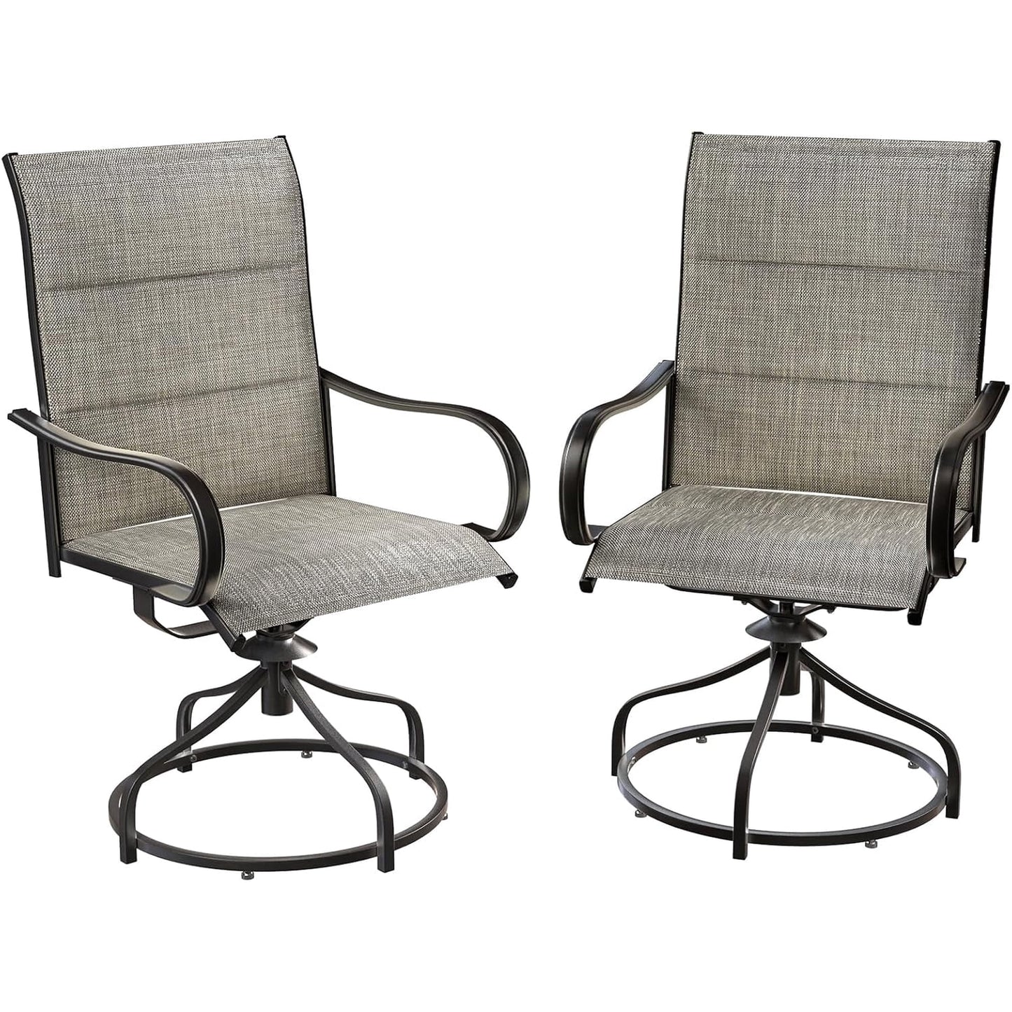 LAZY BUDDY Padded Patio Swivel Chairs Set of 2/4, Heavy Duty Outdoor Dining Chairs with Textilene & Metal Frame, High Back, 330lbs