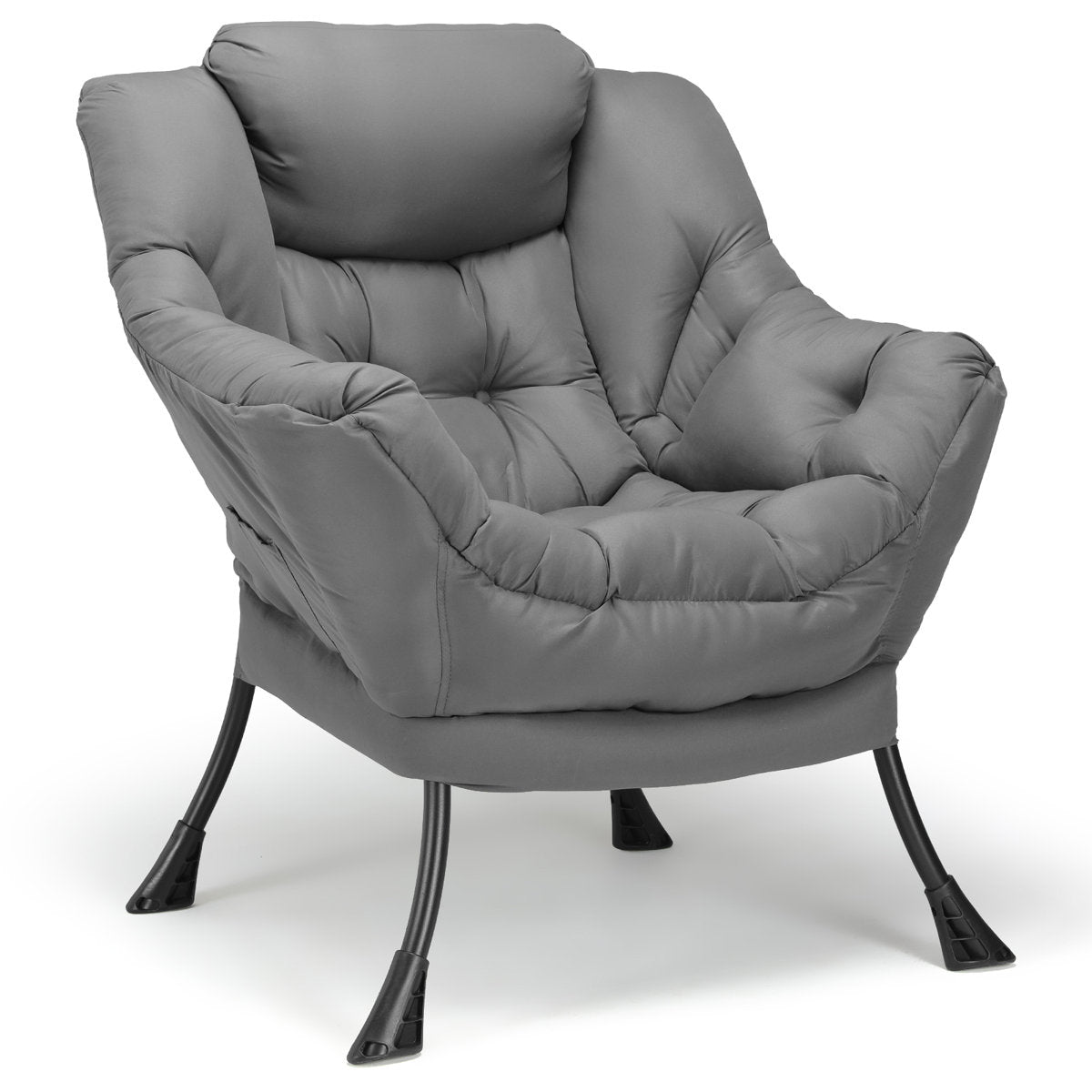 LAZY BUDDY Lazy Chair with Side Pocket, Upholstered Accent Lounge Chair Reading Armchair for Living Room, Bedroom