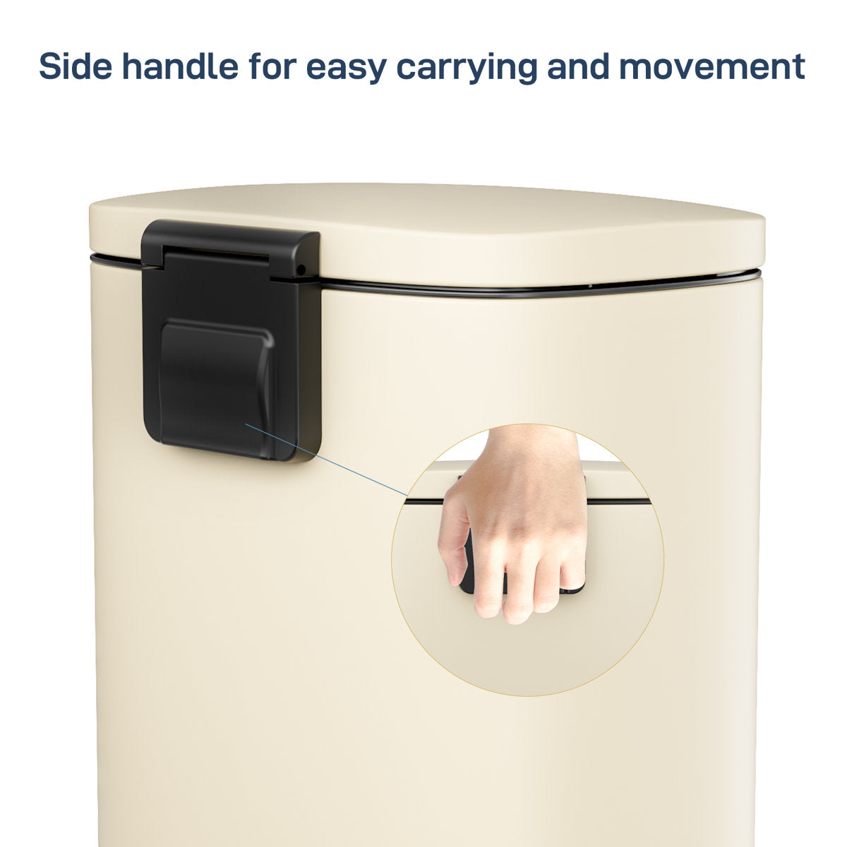 LAZY BUDDY 8 gal Stainless Steel Kitchen Trash Can Black Garbage Bin with Lid - 5 Colors