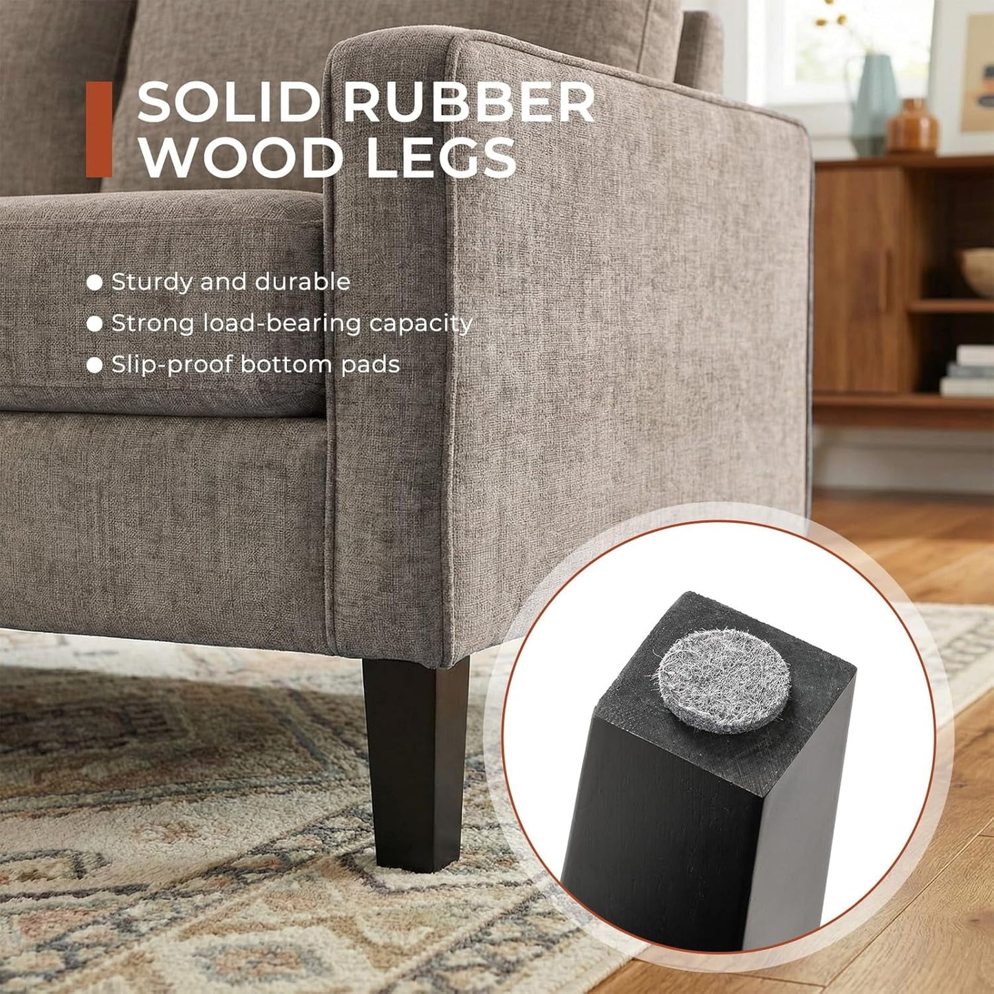 LAZY BUDDY Comfy Accent Chair for Living Room Bedroom and Waiting Room, Upholstered Mid-Century Reading Chair with Removable Cover & Wood Legs, Wide Singe Modern Lounge Sofa