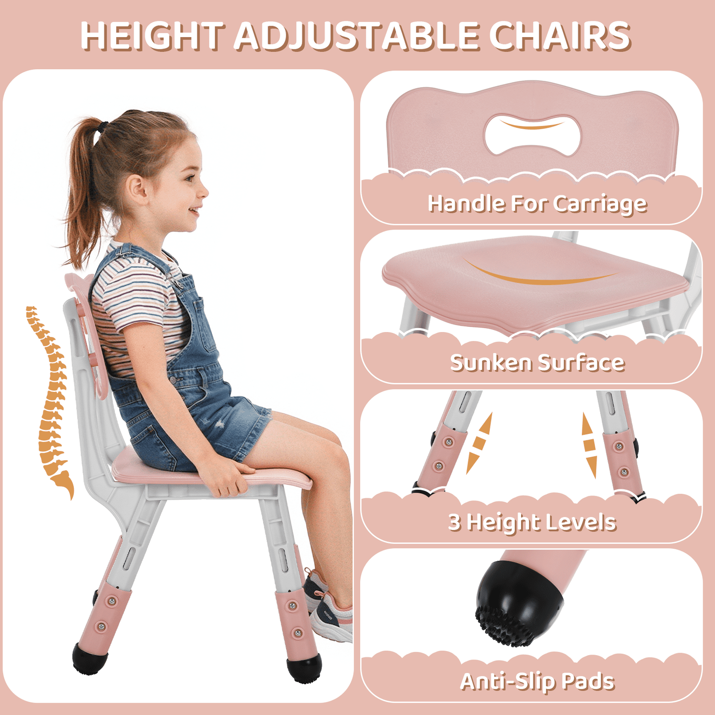 LAZY BUDDY Kids Table and 2 Chairs Set, Toddler Activity Table with Built-in Storage Shelf & Graffiti Desktop, Adjustable Chair