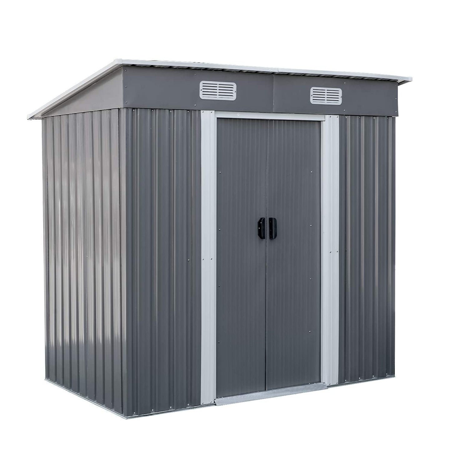 LAZY BUDDY Alloy Steel Storage Shed Lockable Outdoor Garden Tools Storage Organizer - 3.5 x 6 FT