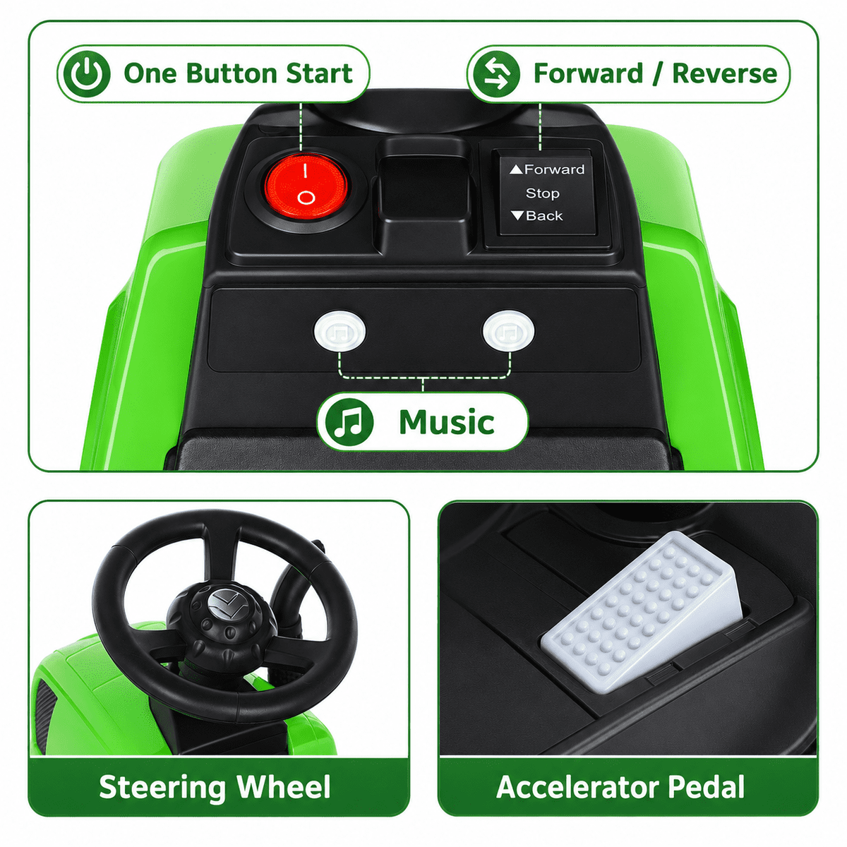 LAZY BUDDY 6V Kids Ride on Tractor with Trailer, Electric Ride on Toy for Children 3+. 55lbs