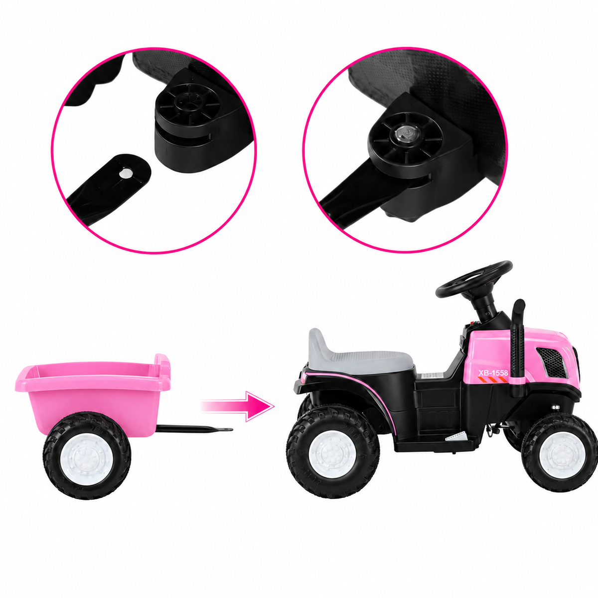 LAZY BUDDY 6V Kids Ride on Tractor with Trailer, Electric Ride on Toy for Children 3+. 55lbs