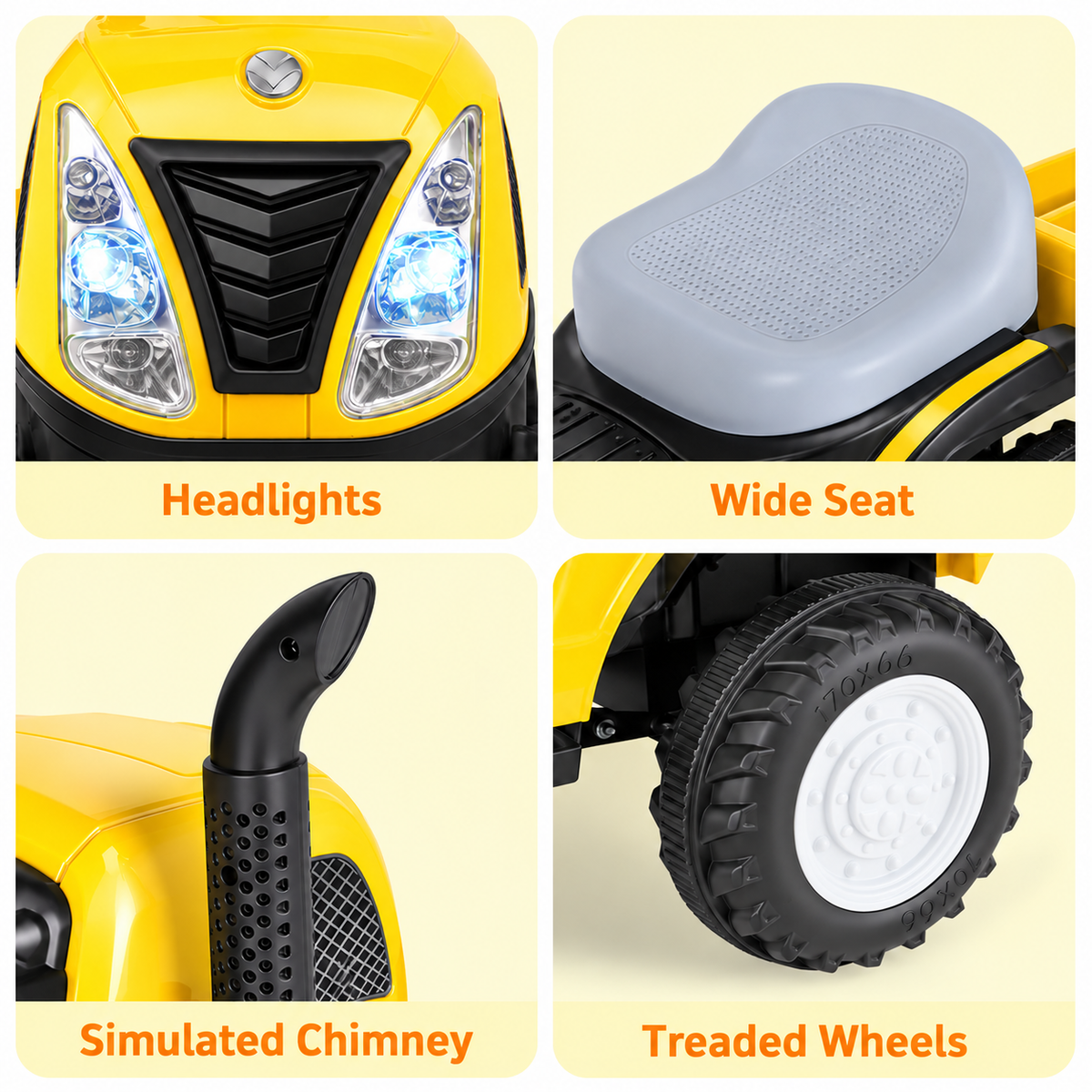 LAZY BUDDY 6V Kids Ride on Tractor with Trailer, Electric Ride on Toy for Children 3+. 55lbs