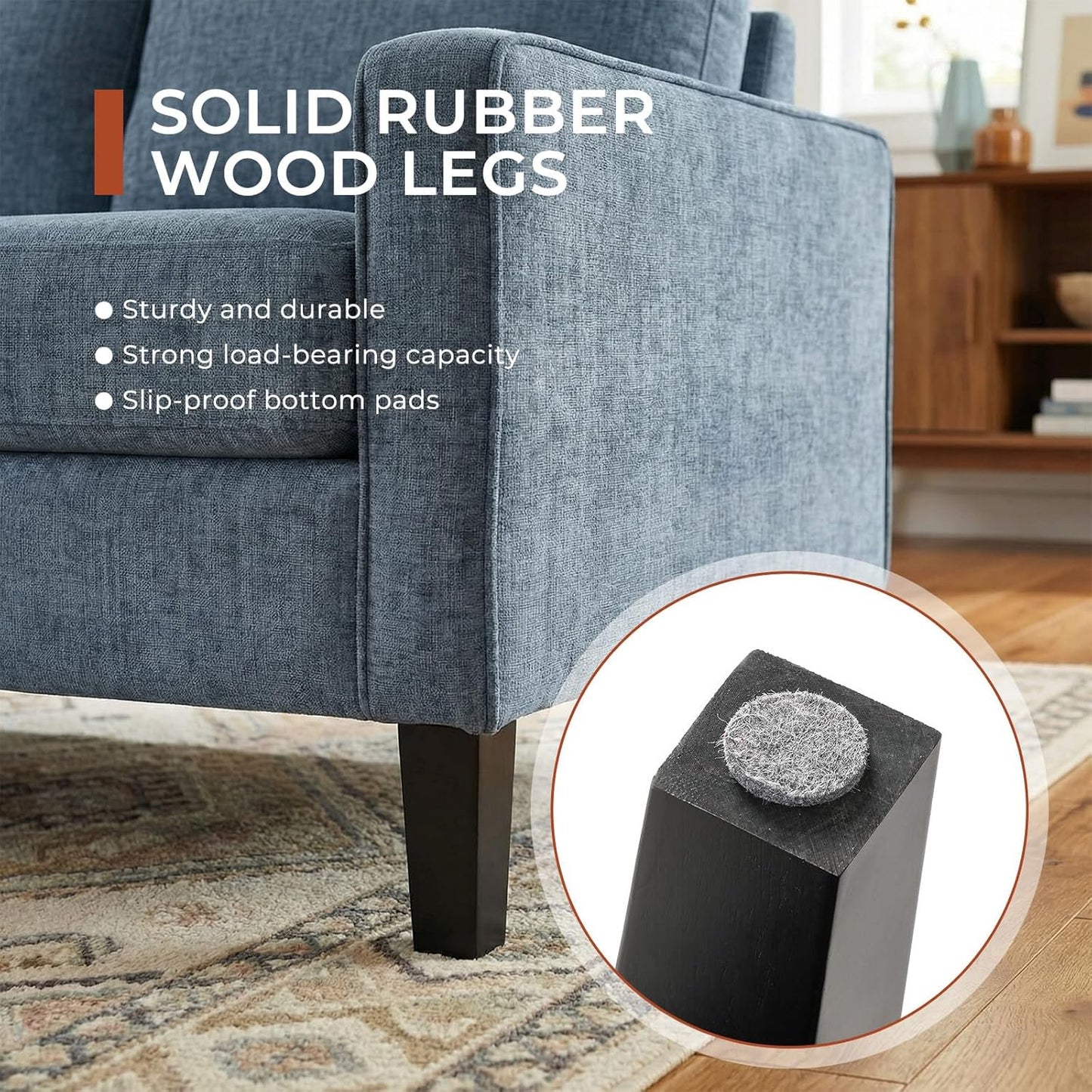 LAZY BUDDY Comfy Accent Chair for Living Room Bedroom and Waiting Room, Upholstered Mid-Century Reading Chair with Removable Cover & Wood Legs, Wide Singe Modern Lounge Sofa
