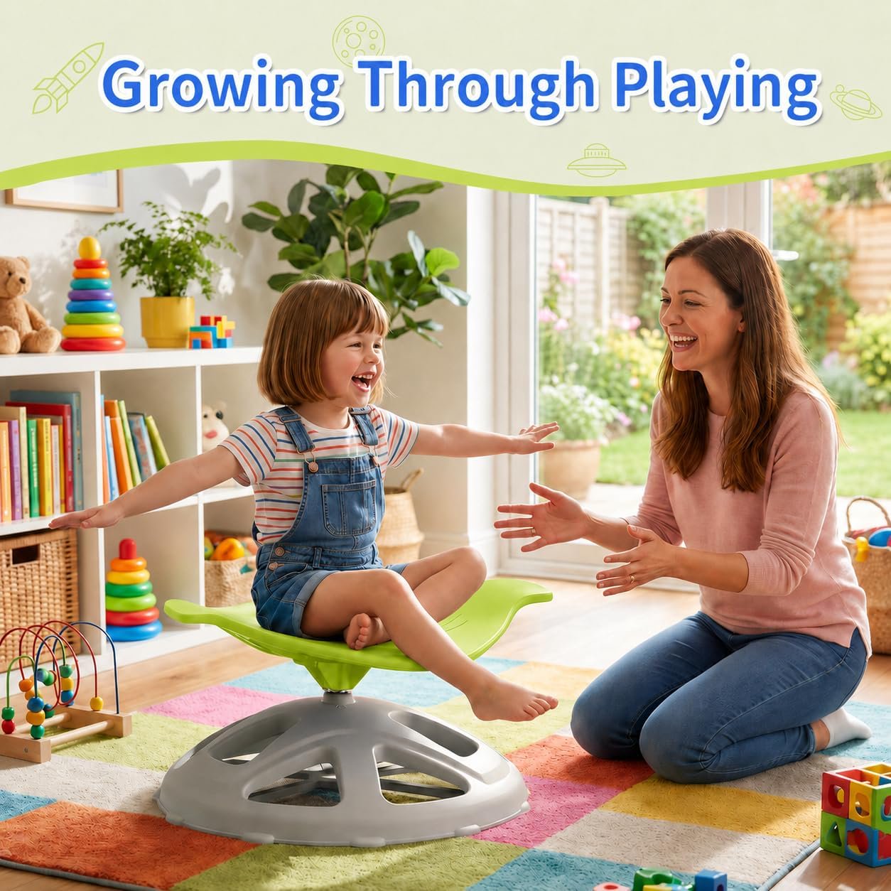 LAZY BUDDY Spinning Chair for Autistic Kids, Sit and Spin Sensory Toys Gifts for Kids with Autism & ADHD, Training Body Coordination