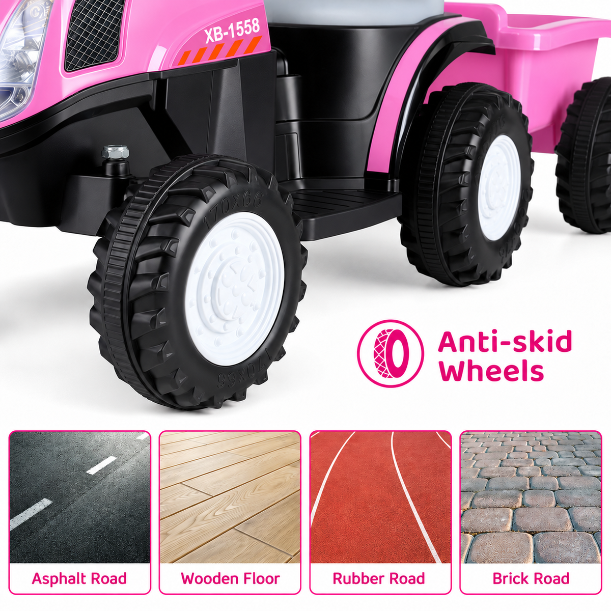 LAZY BUDDY 6V Kids Ride on Tractor with Trailer, Electric Ride on Toy for Children 3+. 55lbs