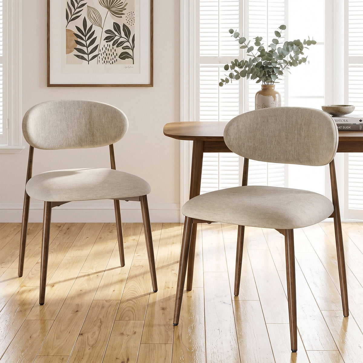 LAZY BUDDY Dining Chairs Set of 2/4, Upholstered Kitchen Chairs with Curved Backrest for Dining Room