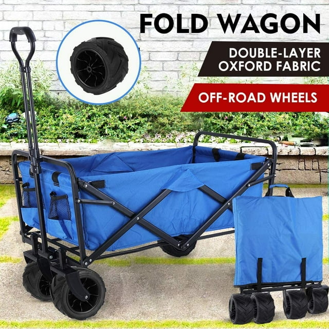 LAZY BUDDY Heavy Duty Beach Cart Collapsible Utility Wagon Garden Cart All Terrain Wheels