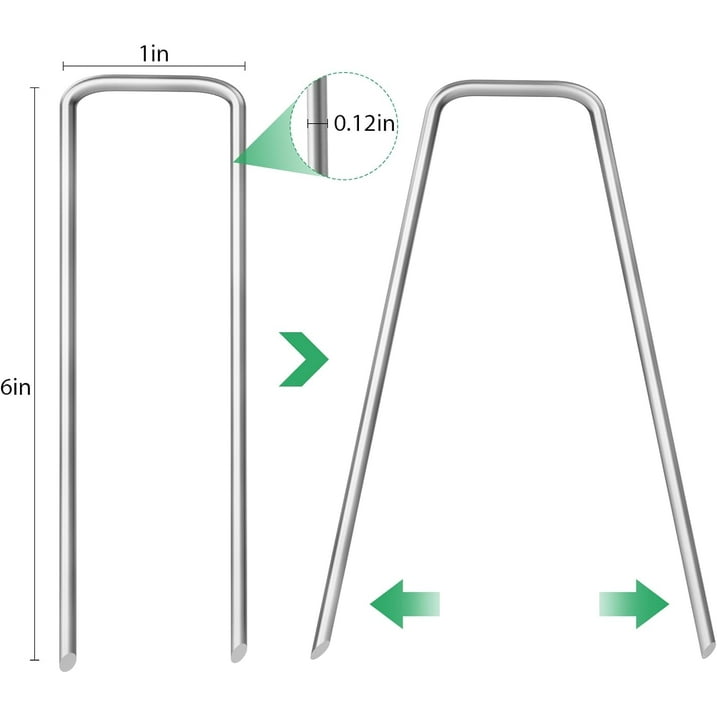 LAZY BUDDY Garden Stakes 6 Inch 11 Gauge Fixing Stakes Nails for Weed Barrier Fabric, Ground Cover, Artificial Turf