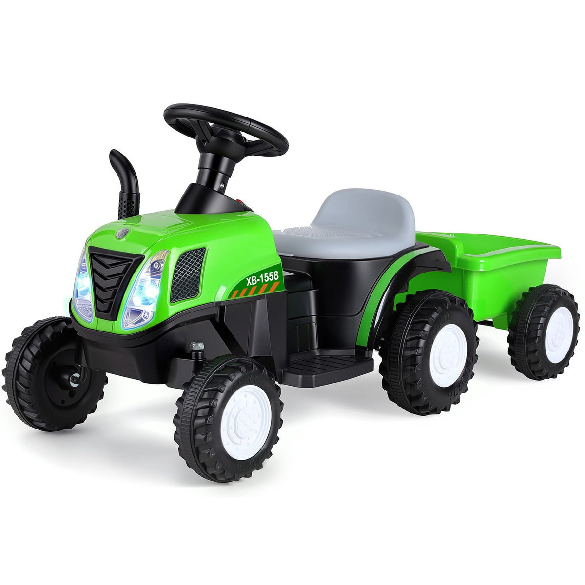 LAZY BUDDY 6V Kids Ride on Tractor with Trailer, Electric Ride on Toy for Children 3+. 55lbs