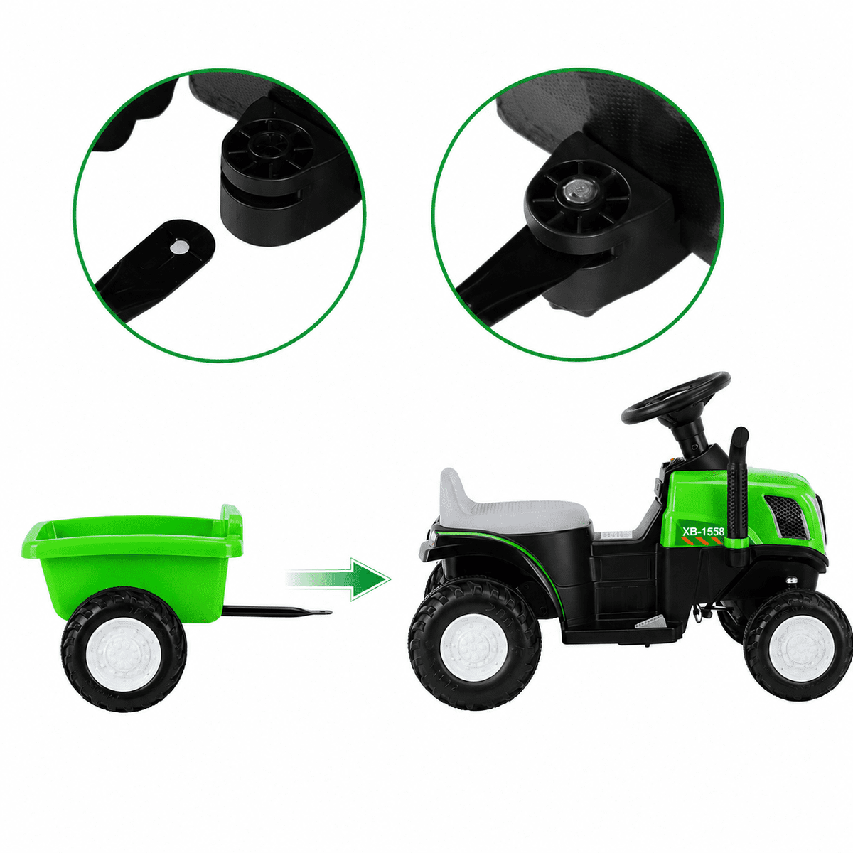 LAZY BUDDY 6V Kids Ride on Tractor with Trailer, Electric Ride on Toy for Children 3+. 55lbs