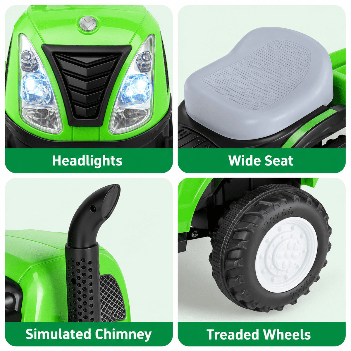 LAZY BUDDY 6V Kids Ride on Tractor with Trailer, Electric Ride on Toy for Children 3+. 55lbs
