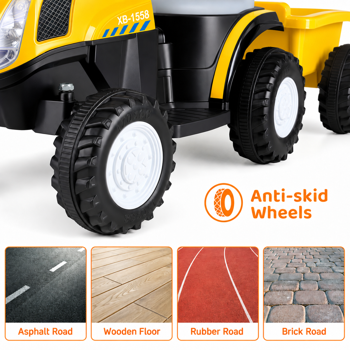 LAZY BUDDY 6V Kids Ride on Tractor with Trailer, Electric Ride on Toy for Children 3+. 55lbs