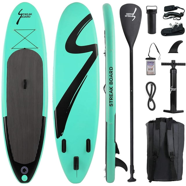 10FT Inflatable Stand Up Paddle Board Non-Slip Deck with Backpack, Leash, Paddle, Hand Pump & Repair Kit