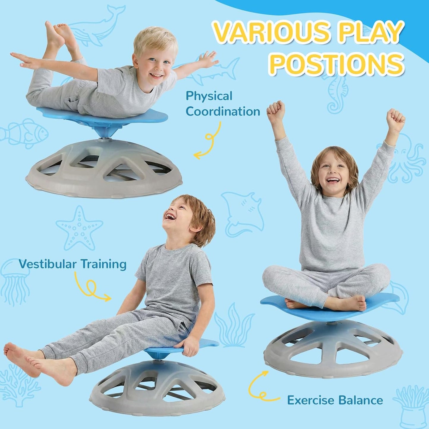 LAZY BUDDY Spinning Chair for Autistic Kids, Sit and Spin Sensory Toys Gifts for Kids with Autism & ADHD, Training Body Coordination