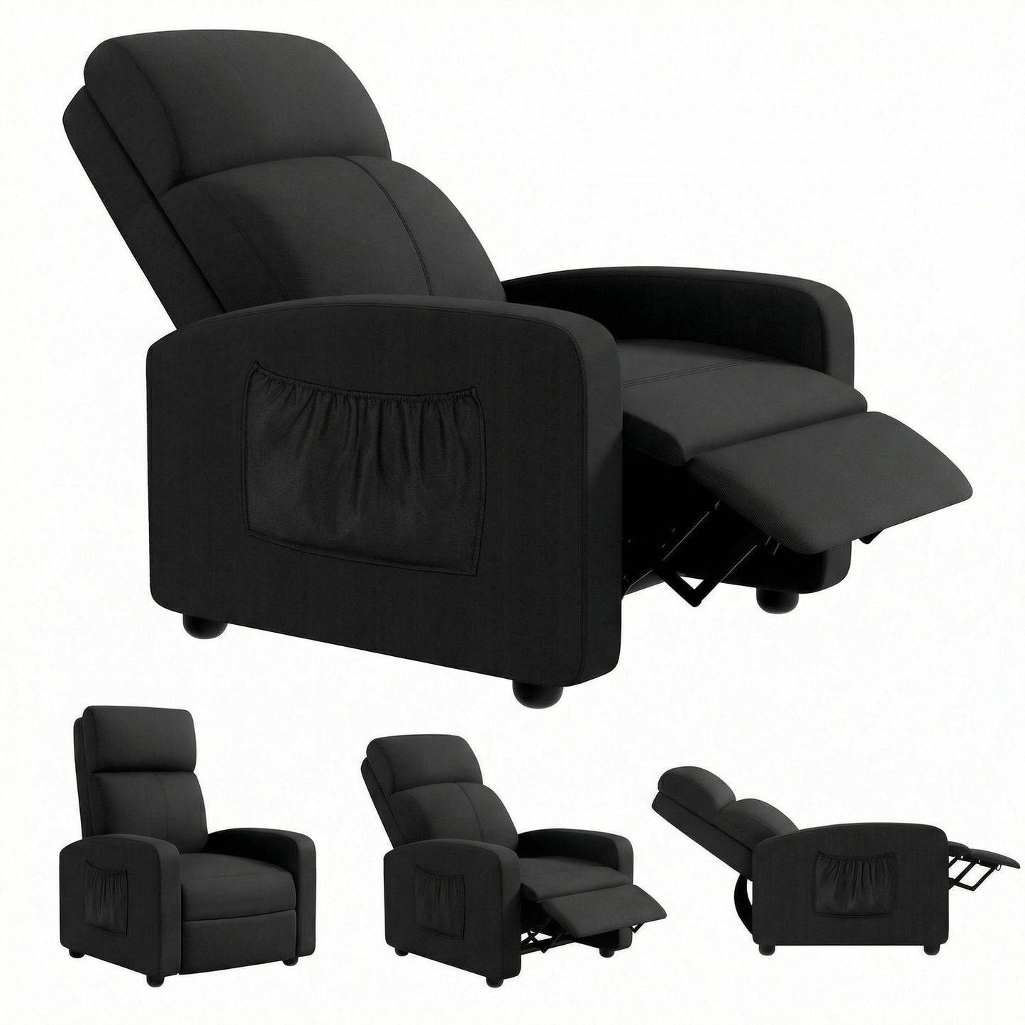 LAZY BUDDY 3 in 1 Adjustable Recliner Chair, Fabric Recliner Sofa for Adults with Side Pocket, Home Theater Seating with Lumbar Support & Backrest for Living Room