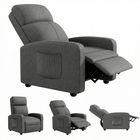LAZY BUDDY 3 in 1 Adjustable Recliner Chair, Fabric Recliner Sofa for Adults with Side Pocket, Home Theater Seating with Lumbar Support & Backrest for Living Room