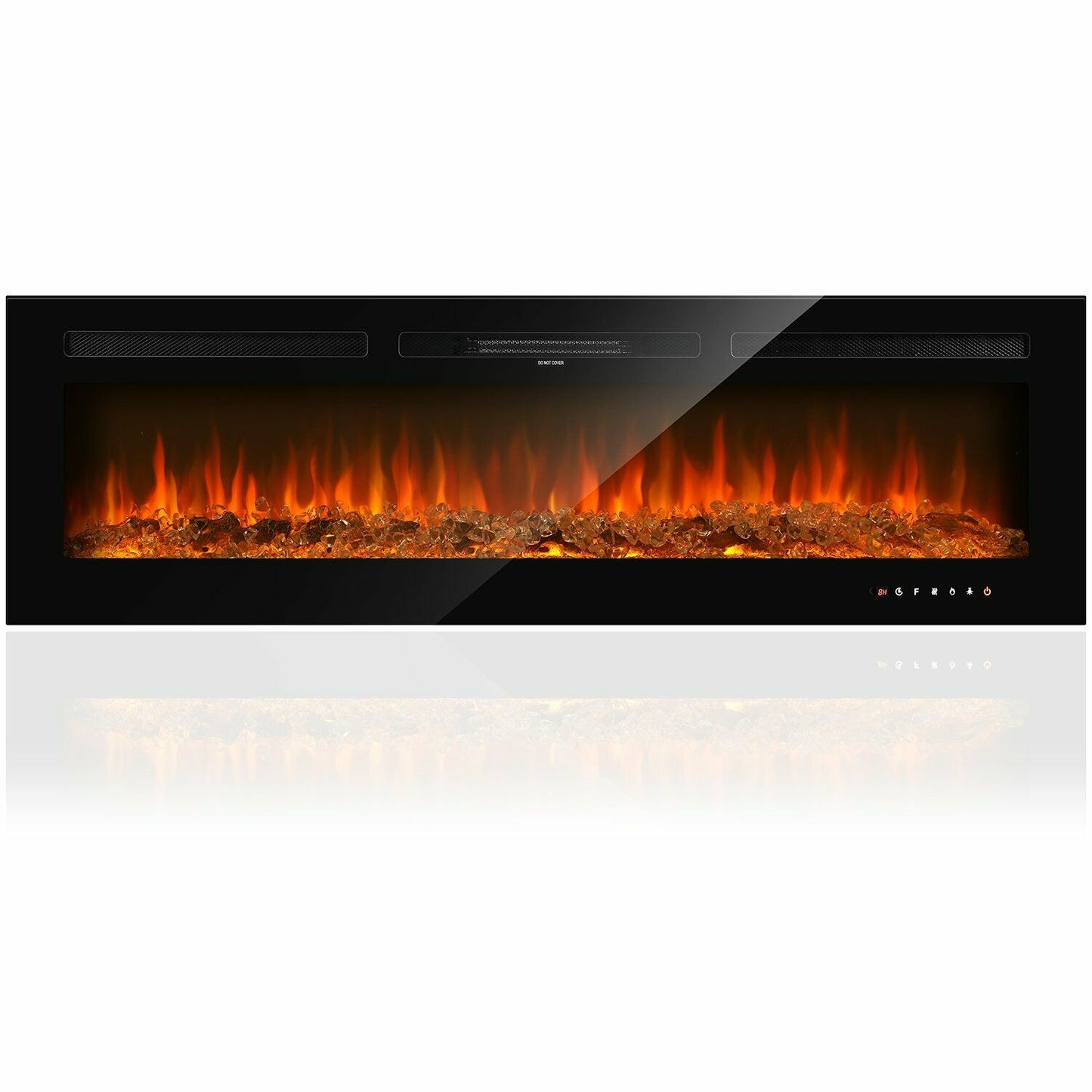 LAZY BUDDY 60'' Electric Fireplace, Wall Mounted & Recessed Fireplace Heater with Remote Control, Touch Screen, Multi-Color Flame